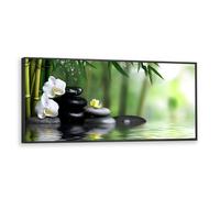 Zen Piedras bambú Arte pared Lienzo Estilo spa Imágenes la naturaleza Obras arte Impresiones Modernos Grandes Pósters Pintura para la Decor del dormitorio la sala estar 30x76cm con marco negro