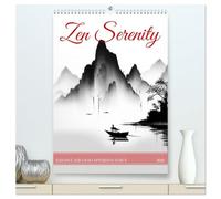 Zen Serenity (High Quality Premium Wall Calendar 2026 DIN A2 portrait),CALVENDO 12 Month Wall Calendar: Japanese ink drawings created by AI Sumi-E