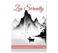 Zen Serenity (Wall Calendar 2026 DIN A2 portrait), CALVENDO 12 Month Wall Calendar: Japanese ink drawings created by AI Sumi-E