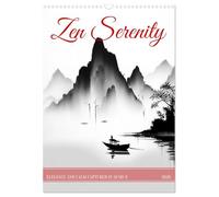 Zen Serenity (Wall Calendar 2026 DIN A3 portrait), CALVENDO 12 Month Wall Calendar: Japanese ink drawings created by AI Sumi-E