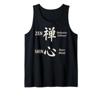 Zen & Shin Caligrafía japonesa Meditación Mente Corazón Kanji Camiseta sin Mangas