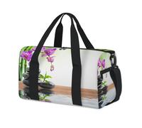 Zen Stone - Bolsa de lona deportiva con diseño de flores japonesas, para fin de semana, para la noche, viajes, gimnasio, para niños, niñas y hombres