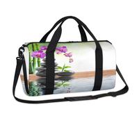 Zen Stone - Bolsa de lona deportiva con diseño de flores japonesas, para fin de semana, para la noche, viajes, gimnasio, equipaje, para niños, niñas, niños, mujeres y hombres