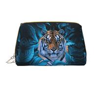 Zen Stone - Bolsa de maquillaje portátil de piel estampada con diseño impreso de ancho completo, Tigre africano de vida silvestre, Talla única