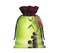 Zen Stone - Bolsas de dulces de Navidad con estampado de spa, bolsas de cordón bloqueadas de color, bolsas de aperitivos con cordón