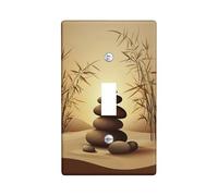Zen Stone - Placas de cubierta para interruptor de luz/cubiertas de salida, bambú marrón para acentos de pared, placas de pared termoplásticas, palanca individual de tamaño estándar