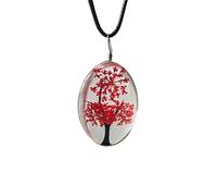 ZEN&TAO Collar ovalado transparente con colgante de flores secas para mujer con cadena de cordón negro, regalo para todas las ocasiones, Acrílico