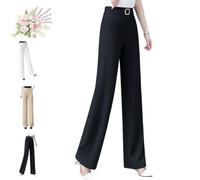 Zenacharm Pants, SoraGrace Women's Drape High Rise Pull-On Pants, Straight Elastic Wide Leg Dress Slacks (Black,XL)
