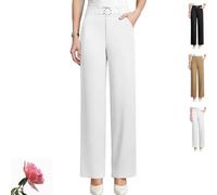 Zenacharm Pants, SoraGrace-Women's Drape High Rise Pull - On Pants, Straight Wide Leg Dress Slacks for Woman (White,L)