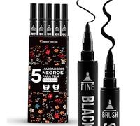 Zenacolor 5 Pintura Textil Negros de Doble Punta Permanentes para Ropa - Rotuladores Textiles para Personalizar Camisetas, Bolsos, Gorras, Lienzos y Textiles