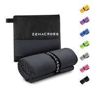 ZENACROSS Toalla Gimnasio 70x140cm con Bolsa de Transporte - Toalla Microfibra de Secado Rápido y Versátil - Toallas Gimnasio Talla L - Azul Oscuro