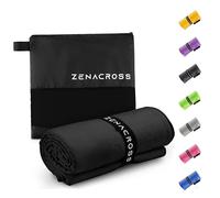 ZENACROSS Toalla Gimnasio 90x180cm con Bolsa de Transporte - Toalla Microfibra de Secado Rápido y Versátil - Toallas Gimnasio Talla XL - Negro