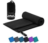 ZENACROSS Toalla Gimnasio con Bolsa de Transporte - Toalla Microfibra de Secado Rápido y Versátil - Toallas Gimnasio Talla L - 160 x 80 cm - Negro