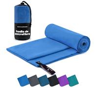 ZENACROSS Toalla Gimnasio con Bolsa de Transporte - Toalla Microfibra de Secado Rápido y Versátil - Toallas Gimnasio Talla XXL - 200 x 100 cm - Azul