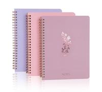 ZenBeya Cute Spiral Notebook A5, Aesthetic Floral Design Spiral Journal for Women Girls with Pocket & Lined Pages, 8MM 160 Pages/80 Sheets Wirebound Note Book for Work Office School, 3 Colors