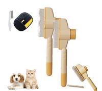 Zenbrush Cat Comb,Avatar Zenbrush For Cats,Self-Cleaning Pet Comb Grooming Brush With Long & Short Stainless Steel Teeth For Shedding Pet Hair Removal (2pcsYellow)
