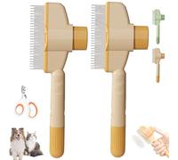 Zenbrush Cat Comb, Recognizeknow Cat Brush, Self-Cleaning Pet Flea Comb Grooming Brush with Release Button (orange,2pcs)
