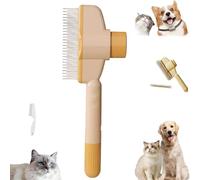 Zenbrush Cat Comb, Self-Cleaning Pet Flea Comb Grooming Brush, Cat Brush With Release Button, De-Shedding Cat Hair Comb With Long & Short Stainless Steel Metal Teeth (Yellow 1Pcs, 7.9in*0.8in*3.1in)