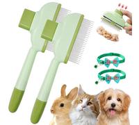 Zenbrush Cat Comb, Zen Brush For Cats - Removes Fur & Relieves Pain, Self-Cleaning Pet Comb Grooming Brush with Release Button, Ultra-Soft Rounded Comfort Tips, for Massaging/Cleaning Hair (2-Green)