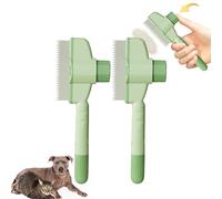 Zenbrush Cat Comb, Zen Brush For Cats, Self Cleaning Pet Comb Grooming Brush with Release Button (Green*2pcs)