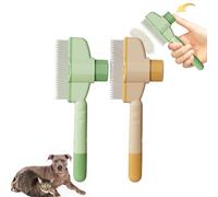 Zenbrush Cat Comb, Zen Brush For Cats, Self Cleaning Pet Comb Grooming Brush with Release Button (Green+Yellow*2pcs)