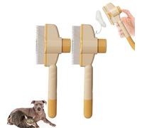 Zenbrush Cat Comb, Zen Brush For Cats, Self Cleaning Pet Comb Grooming Brush with Release Button (Yellow*2pcs)