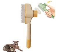 Zenbrush Cat Comb, Zen Brush For Cats, Self Cleaning Pet Comb Grooming Brush with Release Button (Yellow)