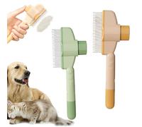 Zenbrush Cat Comb, Zen Brush for Cats, Self-Cleaning Pet Flea Comb Grooming Brush, Catdogcomb Pet Grooming for Massaging and Cleaning Shedding Hair (Yellow+Green)