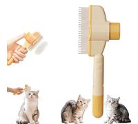 Zenbrush Self-Cleaning Cat Comb, 2-in-1 Flea Comb & Grooming Brush for Cats & Dogs, Gentle Massage & Hair Cleaning, Easy Clean Pet Grooming Supplies (Yellow*1Pcs)