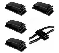 Zencantorous 50 Piezas Organizador de Cables Autoadhesivo, Clips de Cable, Soportes para Cables con Cintas Adhesivas, Abrazadera de Alambre, Clips para Cables para Mesa, Oficina, Casa, Negro