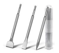 Zencantorous Juego de 3 Cinceles SDS Plus, Set de Cinceles, con Cincel Martillo Percutor, Cincel Plano y Cubo de Almacenamiento, para Concreto, Mampostería, Taladros Ligeros y Martillos de Impacto