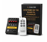 Zenda Club - Encendedor de fuegos artificiales inalámbricos de 4 vías + 2 mandos + 10 cables de encendido - Sistema electrónico pirotécnico con controlador - equipo Pro para tiro seguro
