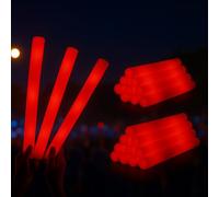 zenda Club - Palo luminoso LED de 48 cm (96 unidades, 48 cm), color rojo - Baton Luminoso Fluorescente de Espuma - 3 Modos de Iluminación - Glow Sticks para Boda, Cumpleaños, Concierto, Festival