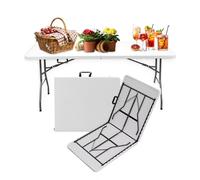 Zendea - Mesa de jardín Ahorra Espacio 180 x 70 x 74 cm - Mesa Plegable portátil con Bloqueo de Seguridad y Superficie de HDPE para 6 Personas - Decoración Exterior para balcón o terraza