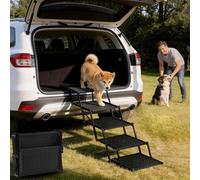 Zendova Escaleras para perros para automóvil, escaleras plegables de 5 escalones antideslizantes para mascotas, para el hogar, escalones ligeros para perros mayores y pequeños a SUV, camión, cama