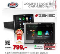 ZENEC Z-N965 1-Din Radio Coche, Sistema Multimedia, DAB+, Bluetooth, USB, And...