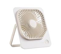 Zeneka Ventilador de Mesa Portátil USB Recargable 1200mAh | 4 Velocidades |Silencioso | Ideal Oficina Escritorio Camping y Viaje |Compacto y Ligero (Beige)