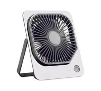 Zeneka Ventilador de Mesa Portátil USB Recargable 1200mAh | 4 Velocidades |Silencioso | Ideal Oficina Escritorio Camping y Viaje | Compacto y Ligero (Blanco)