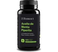 Aceite Esencial de Menta Piperita con Aceite de Comino Negro, Canela y Jengibre - 120 Cápsulas Blandas, Fórmula Sinérgica con 500mg, Salud Digestiva, 40% Mentol, 20% Mentona, 100% Natural - Zenement