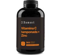 Vitamina C tamponada + Zinc | 365 cápsulas veganas - 1000mg Vitamina C + 10mg Zinc (como bisglicinato) - Dosis alta - Apoya al sistema inmunitario y la vitalidad - pH neutro, suave para el estómago