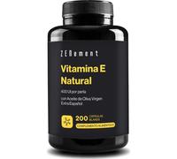 Zenement Vitamina E natural D-Alfa-Tocoferol 400 UI con Aceite de Oliva Virgen Extra 200 perlas