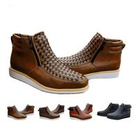 Zenfaze Handcrafted Western Cowboy Boots, Zenfaze Orthopedic Shoes for Men, With Double Side Zipper (khaki,43)