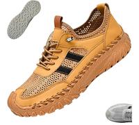 Zenfaze Orthopedic Shoes for Men, Men's Slip-On, Breathable Hollow Mesh, Arch Support Light Non-Slip, for Sports, Hiking (Brown,43)