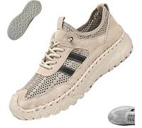 Zenfaze Orthopedic Shoes for Men, Men's Slip-On, Breathable Hollow Mesh, Arch Support Light Non-Slip, for Sports, Hiking (Khaki,39)