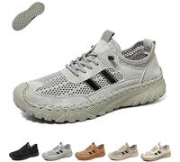 Zenfaze Orthopedic Shoes for Men, Men's Slip-On Non-Slip Sneakers with Breathable Mesh and Solid Arch Support for Hiking (Grey,42)
