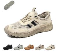 Zenfaze Orthopedic Shoes for Men, Men's Slip-On Non-Slip Sneakers with Breathable Mesh and Solid Arch Support for Hiking (Beige,39)