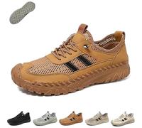 Zenfaze Orthopedic Shoes for Men, Men's Slip-On Non-Slip Sneakers with Breathable Mesh and Solid Arch Support for Hiking (Brown,42)