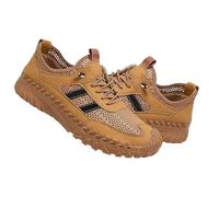 Zenfaze Orthopedic Shoes for Men, Slip-On Hiking Sneakers with Arch Support, Breathable Mesh, Non-Slip Sole, Widened Toe Box (Brown,38)