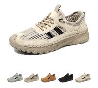 Zenfaze Orthopedic Shoes for Men, Solid Arch Support Breathable Hollow Mesh with Elastic Laces Non Slip Slip on Hiking Sneaker (Sand,42)