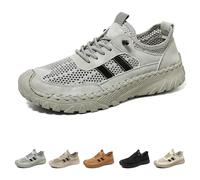 Zenfaze Orthopedic Shoes for Men, Solid Arch Support Breathable Hollow Mesh with Elastic Laces Non Slip Slip on Hiking Sneaker (Gray,45)